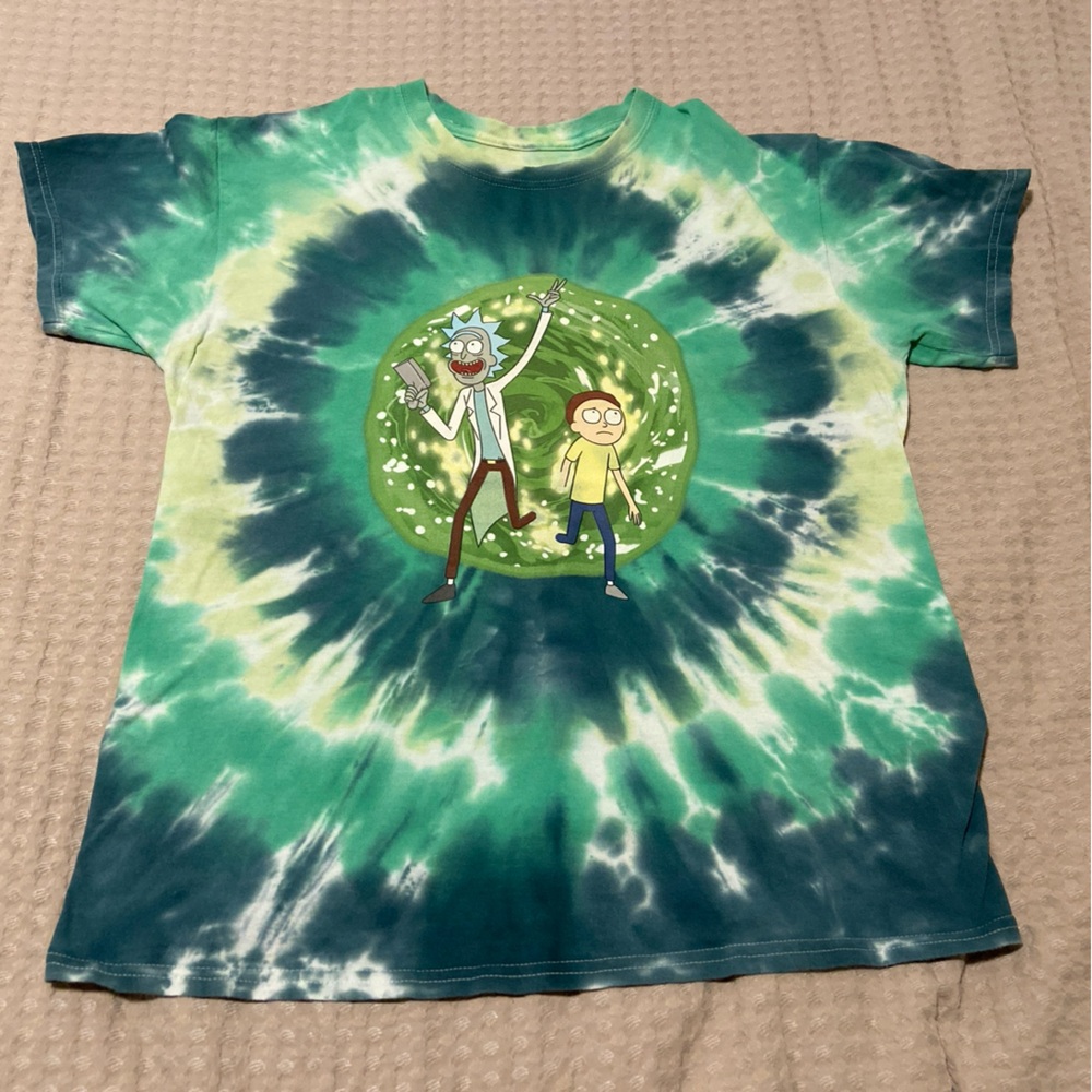 Rick & Morty Green Tie-Dye Shirt (Large)